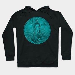 USA Liberty 1933 Coin in Turquoise Hoodie